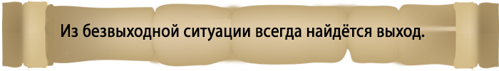 Из безвыходной ситуации всегда найдётся выход.